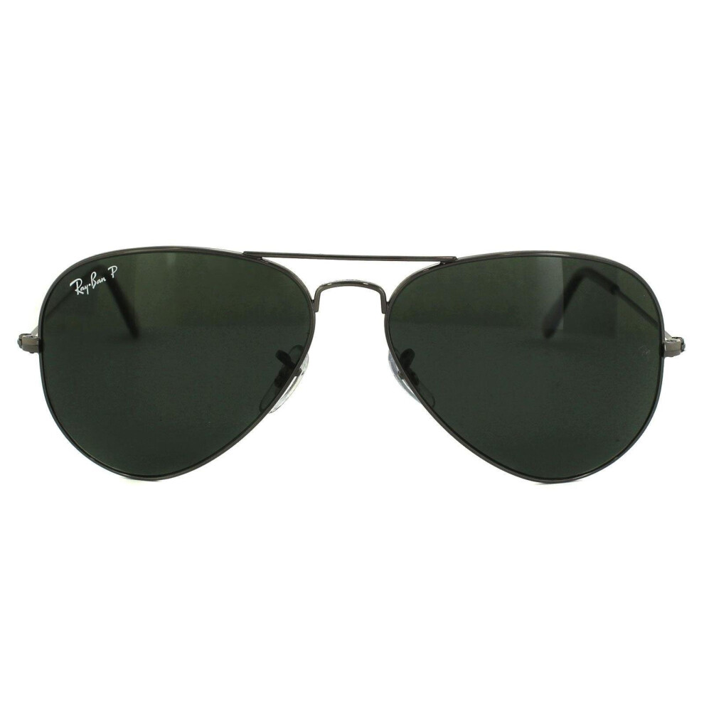 Ray-Ban Sunglasses Aviator 3025 Gunmetal Green Polarized 004/58 Large 62Mm