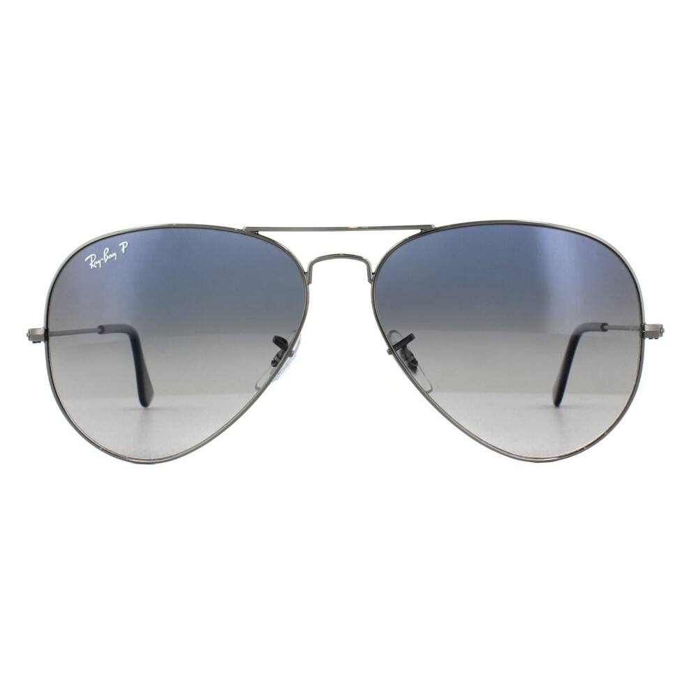 Ray-Ban Unisex Grey Aviator Gunmetal Polarized Blue Gradient Aviator 3025 Sunglasses - Image 4