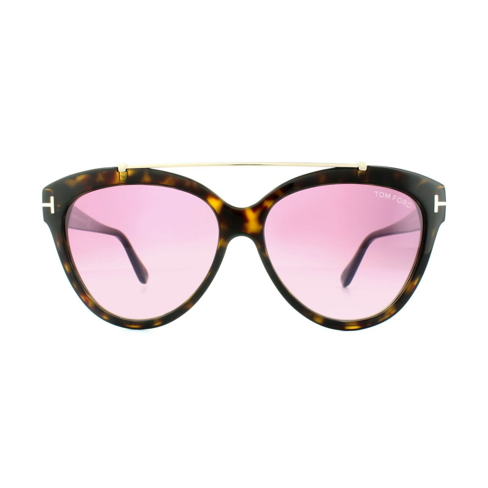 Tom Ford Sunglasses 0518 Livia 52Z Dark Havana Gradient Mirror Violet