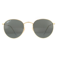 Ray-Ban Sunglasses Round Metal 3447 001/58 Gold Green G-15 Polarized Medium 50mm