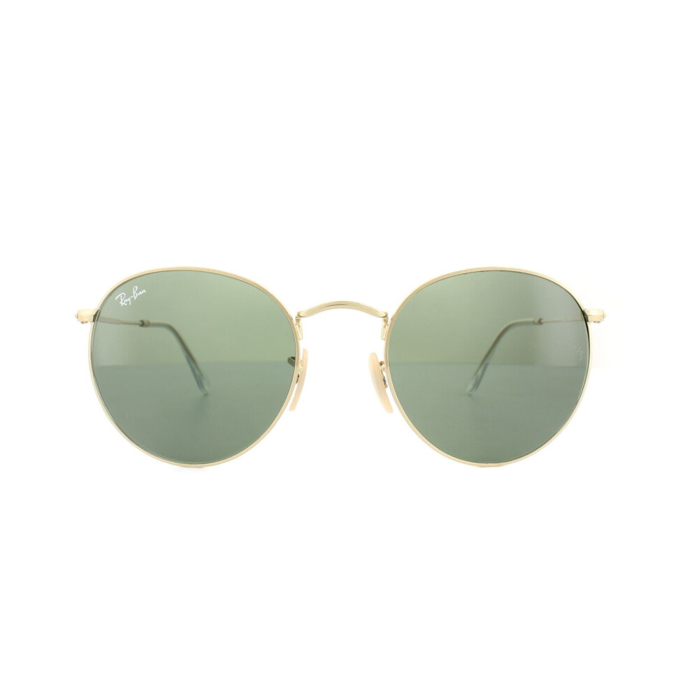 Ray-Ban Sunglasses Round Metal 3447 001 Gold Green Large