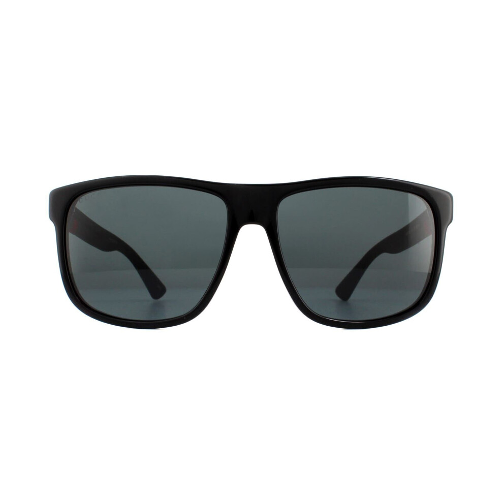 Gucci Sunglasses GG0010S 001 Black Rubber Grey