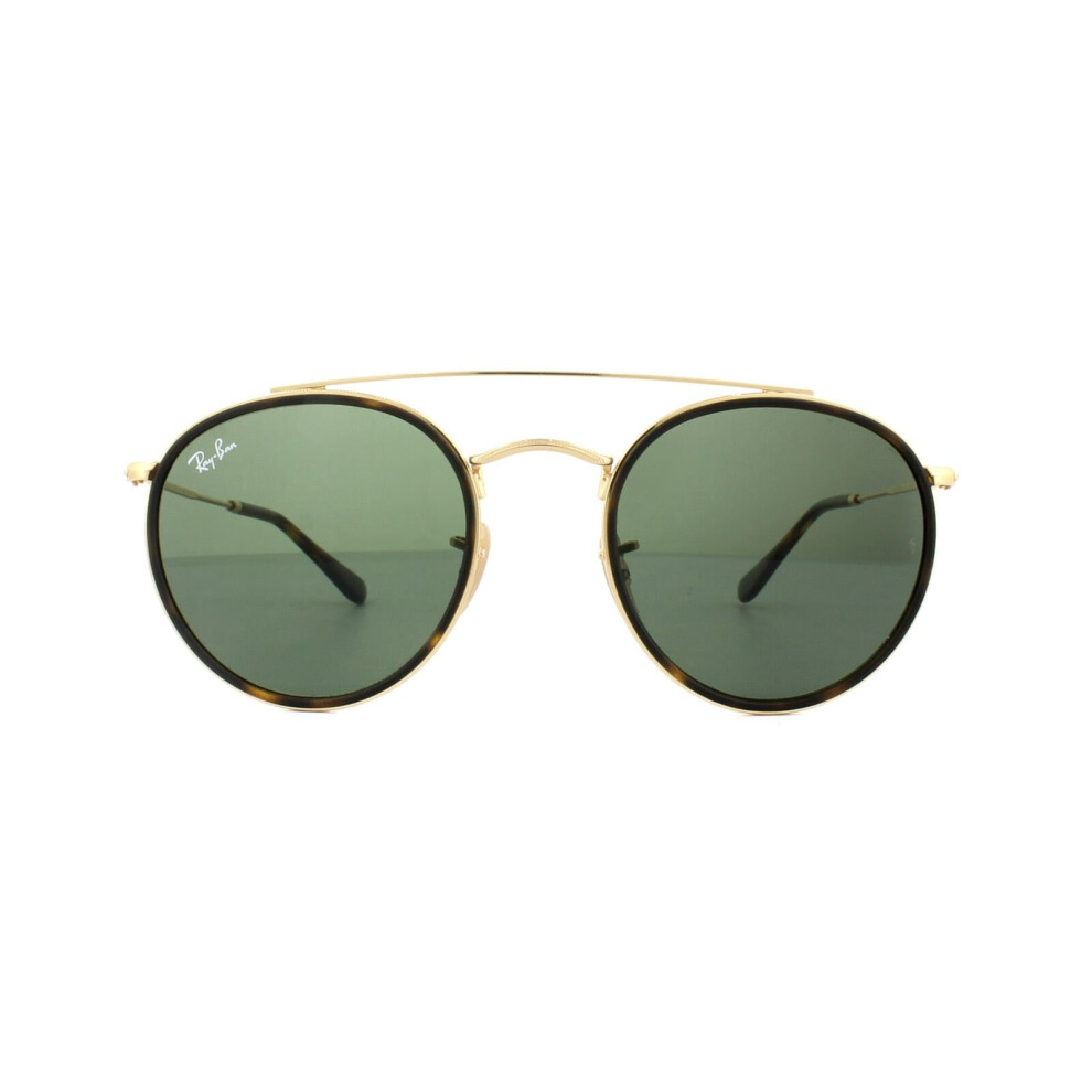 Ray-Ban Sunglasses Round Double Bridge 3647N 001 Gold Green
