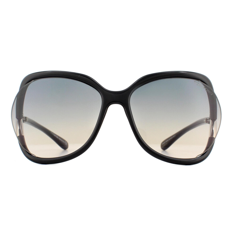 Square Shiny Black Smoke Grey Gradient Sunglasses