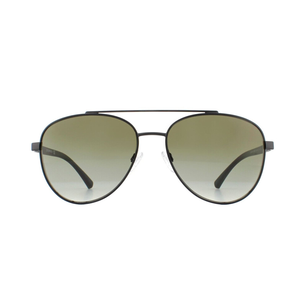 Aviator Matte Black Green Gradient Sunglasses