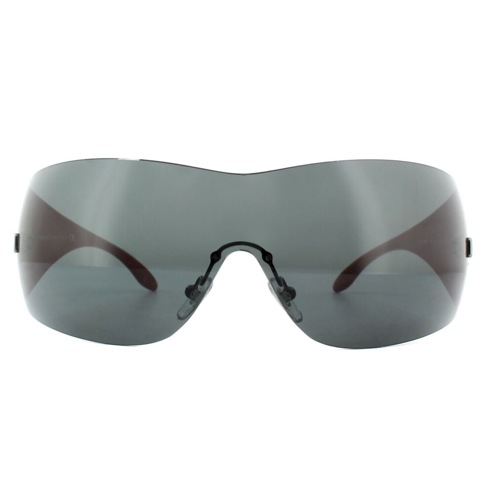 Versace Women's Grey Shield Gunmetal Sunglasses - Image 4