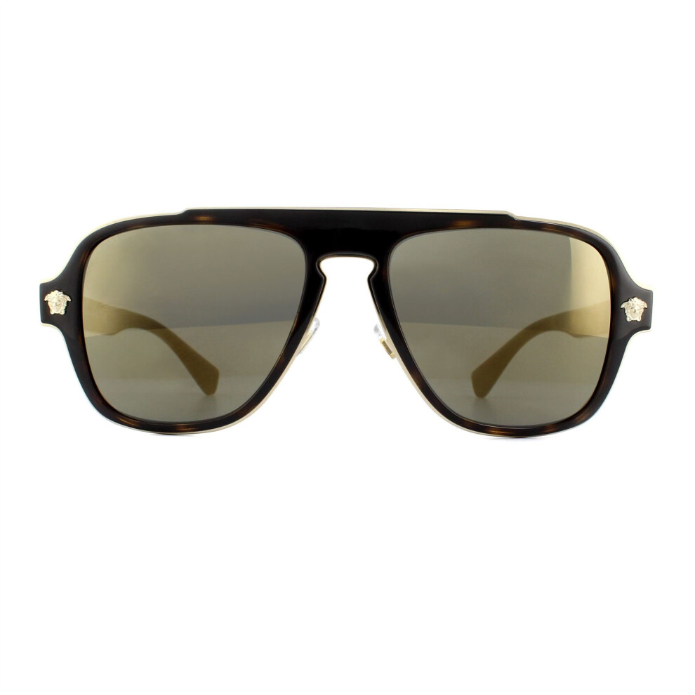 Versace Sunglasses VE2199 12524T Dark Havana Dark Grey Mirror Gold