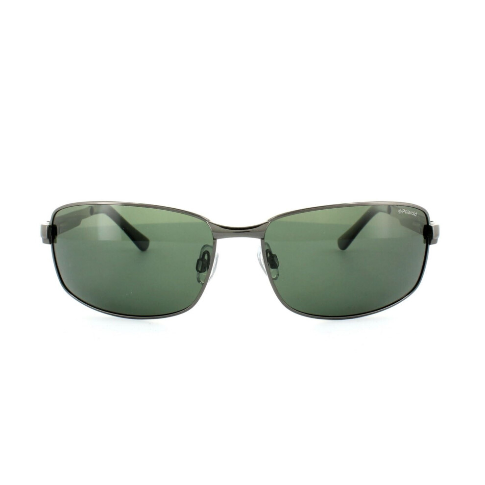 Rectangle Dark Gunmetal Green Polarized P4416 Sunglasses