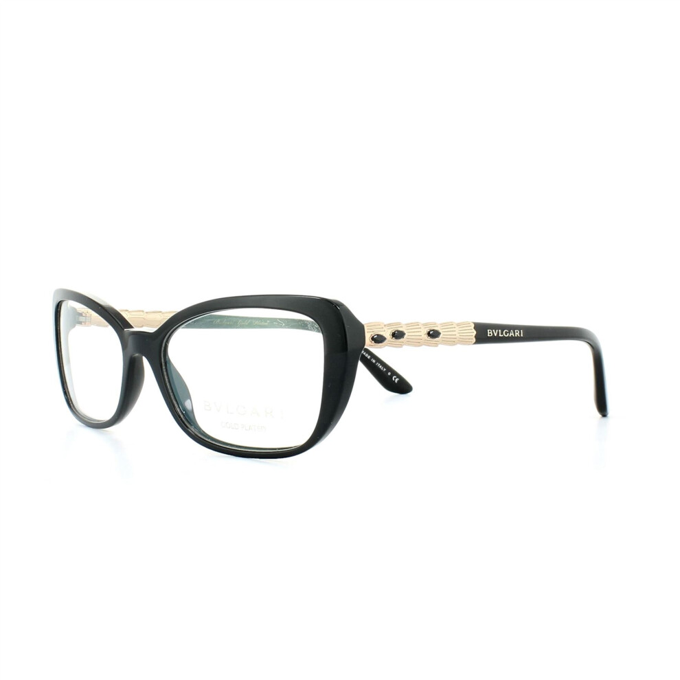 Bvlgari Glasses Frames 4112KB 5195 Black and Gold Plated 53mm Womens