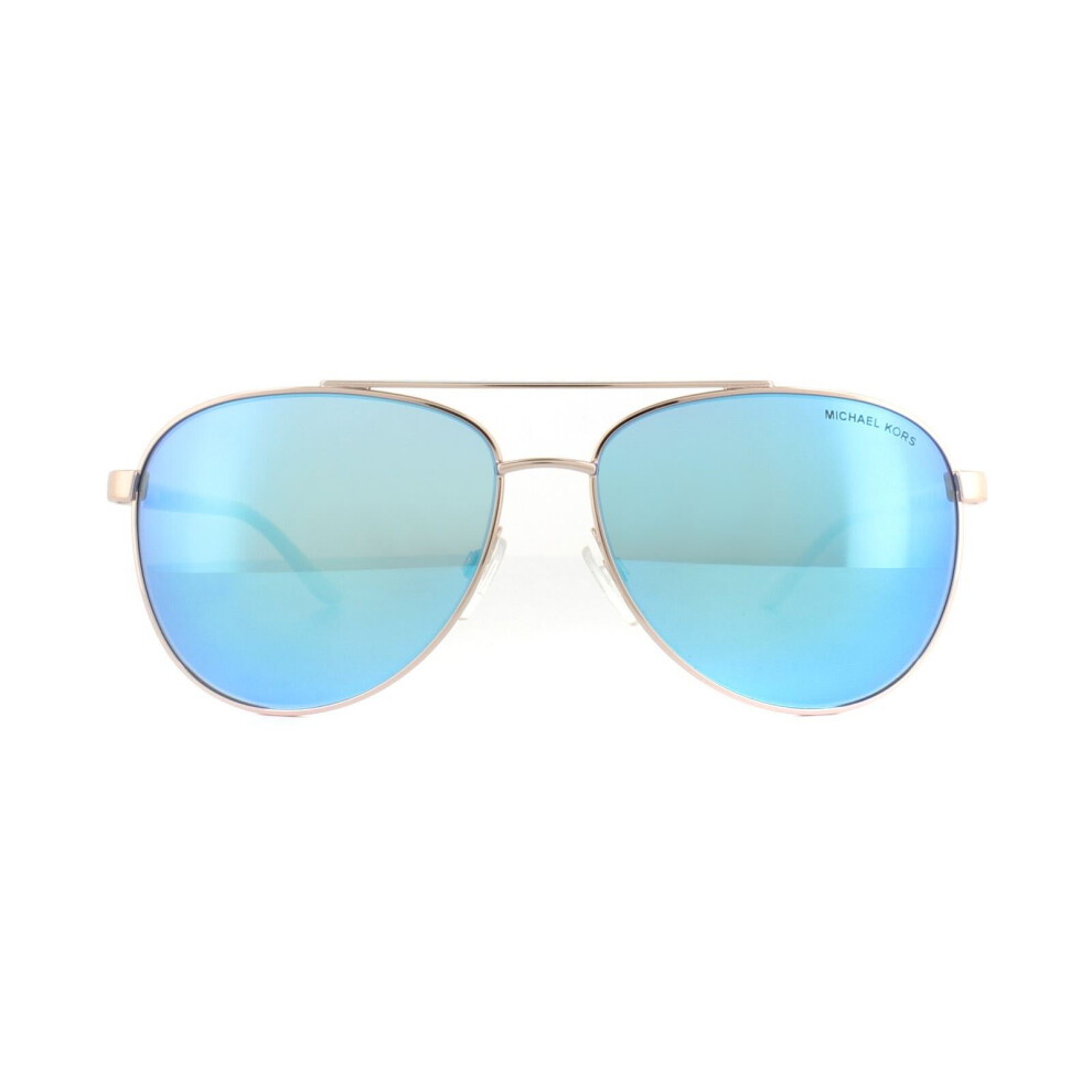 Michael Kors Sunglasses Hvar 5007 104525 Rose Gold White Blue Mirror
