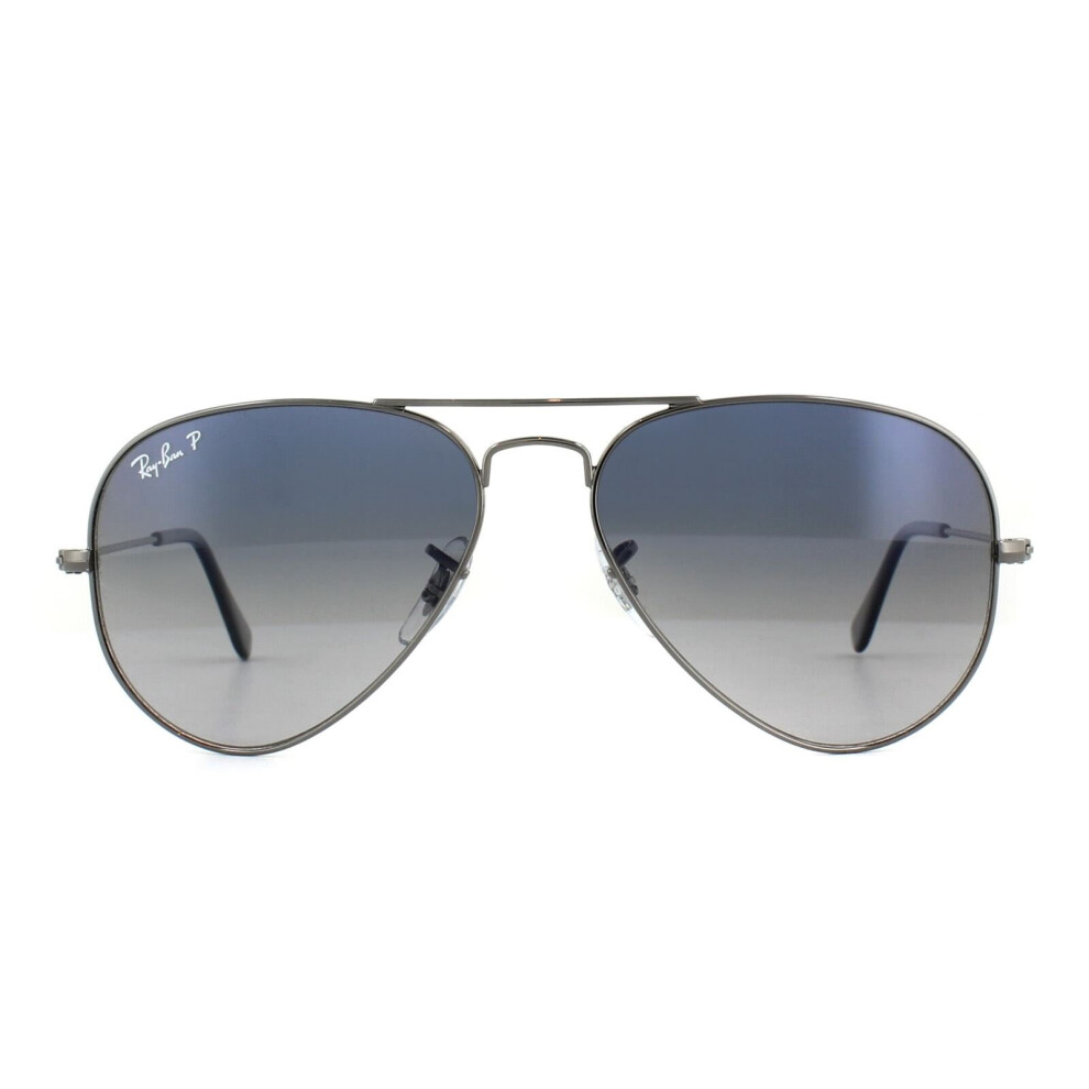 Ray-Ban Men's Gunmetal & Blue/Grey Gradient Lens Ray-Ban Aviator Polarised Lens Sunglasses - Image 6