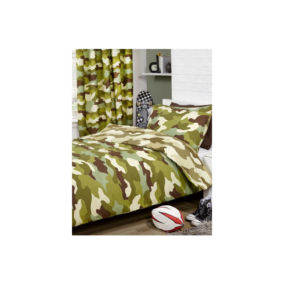 Army Camouflage Reversible Duvet Cover and Pillowcase Set