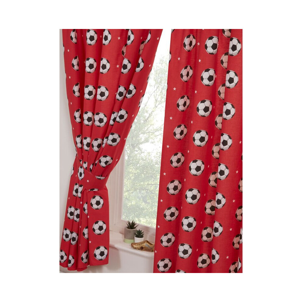 Football Red Lined Curtains