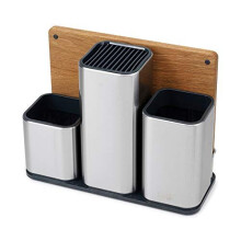 Joseph Joseph 100 Collection Counterstore Utensil Pot and Chopping Board Set, Stainless Steel