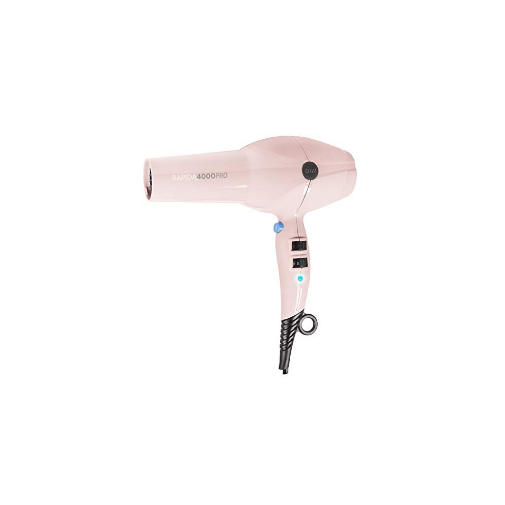 Diva Pro Styling Rapida 4000 Pro Dryer Blush - 2200W Professional Hairdryer with Ionic Conditioning, PRO114