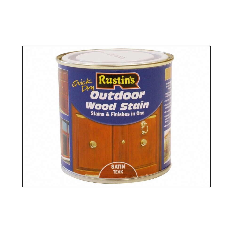 Rustins Quick Dry Exterior Woodstain Satin Teak 500Ml