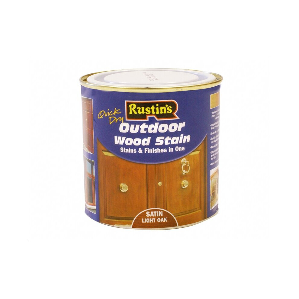 Rustins Quick Dry Exterior Woodstain Satin Oak 500Ml Light