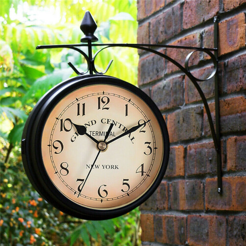 Garden Paddington Station Wall Clock Double Sided Outside Bracket 1