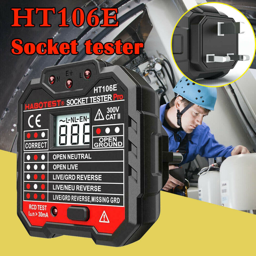 Uk Plug Professional Socket Tester Rcd Leakage Switch Detector Tool Lcd Screen 699951164222