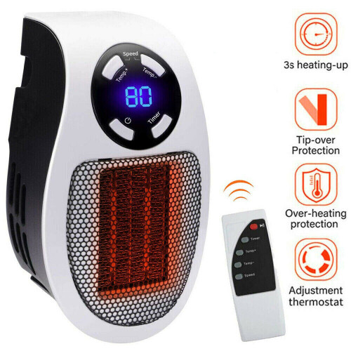 500W Mini Plug-in Wall Heater With Digital Timer 1