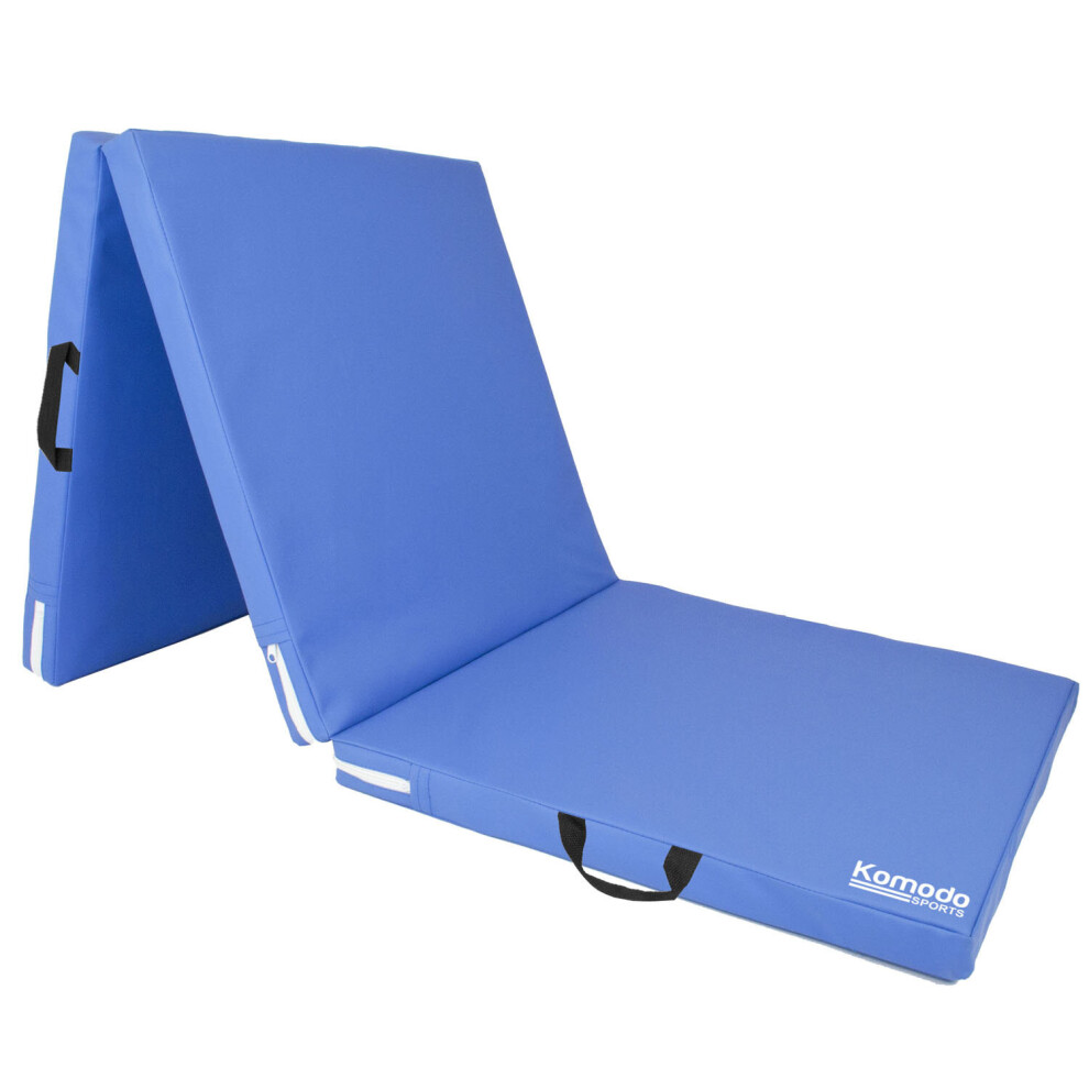 (Blue) Tri Folding GYM MAT Yoga Exercise Floor