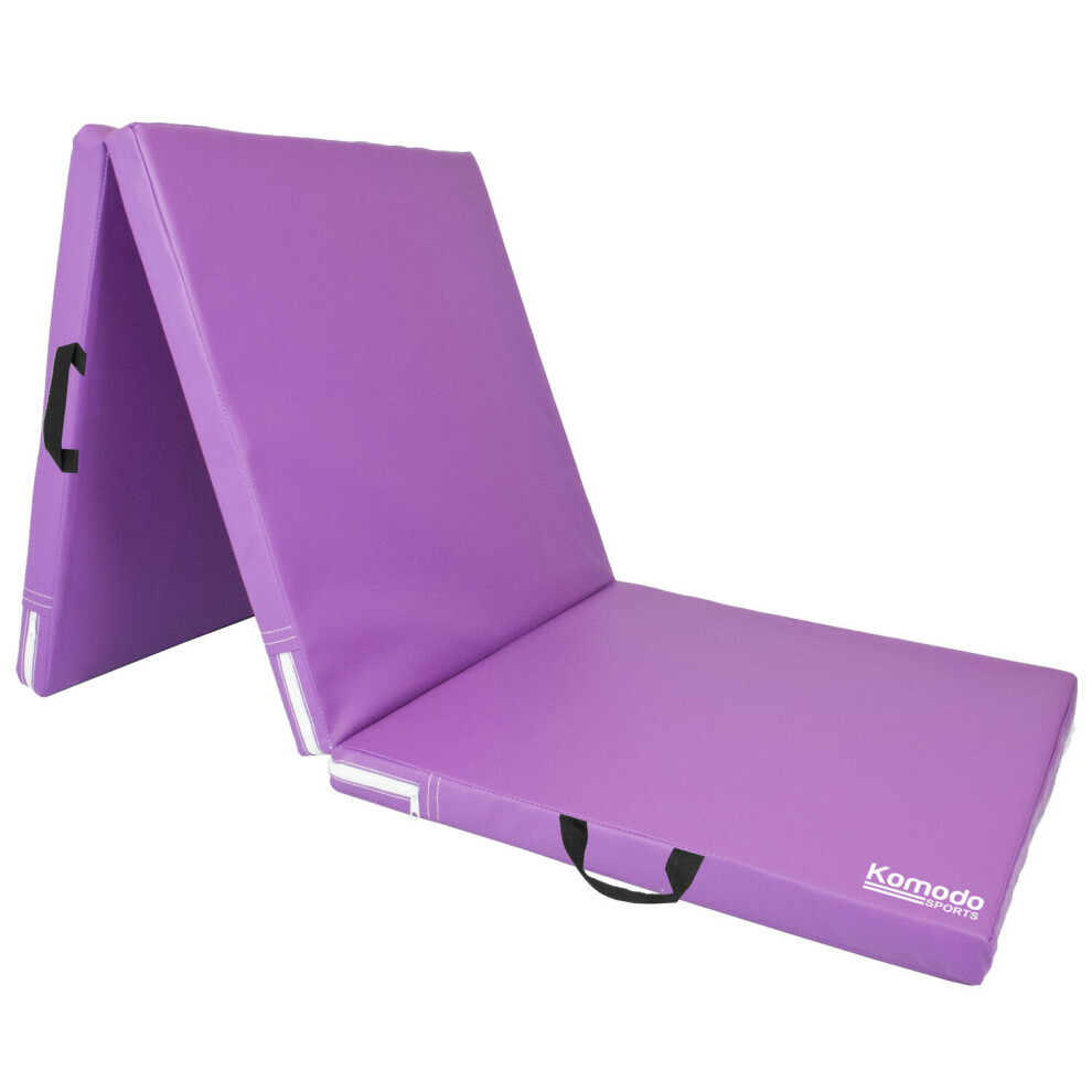 (Purple) Tri Folding GYM MAT Yoga Exercise Floor