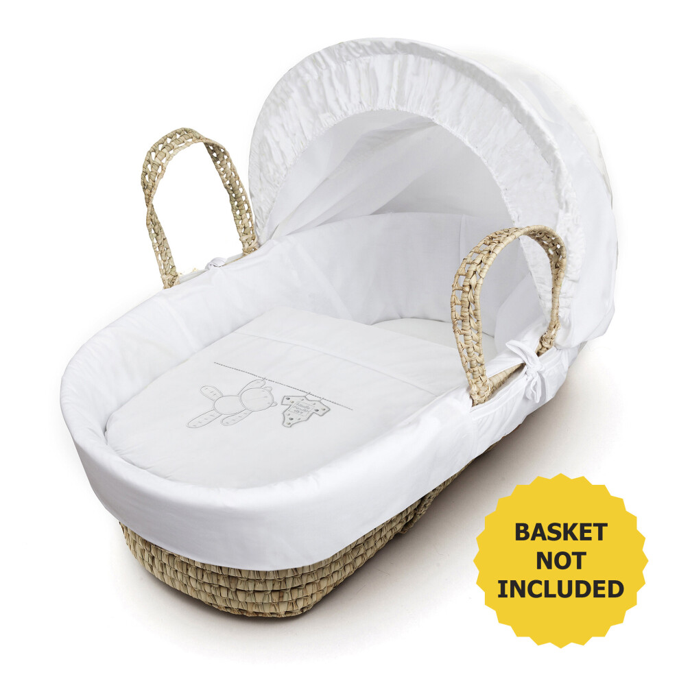 White Teddy Wash Day Moses Basket Bedding Set | Palm And Wicker