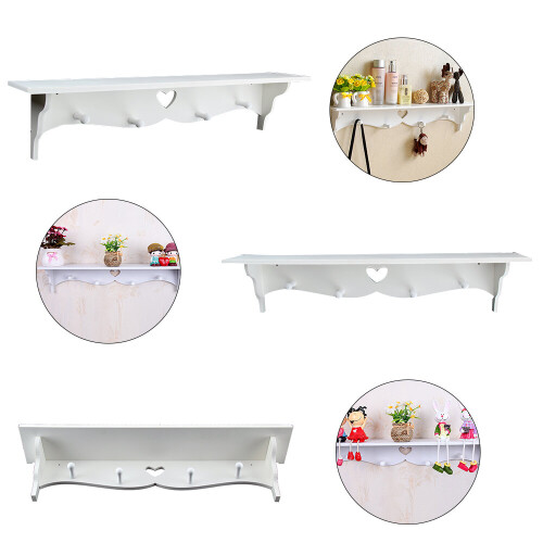 Heart Shaped Floating Wall Shelf Bookshelf With Coat Hook Stand 2