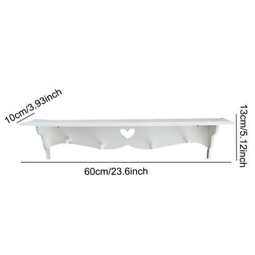 Heart Shaped Floating Wall Shelf Bookshelf With Coat Hook Stand 1