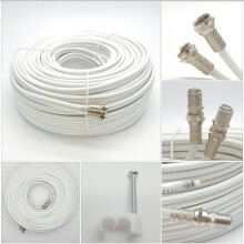(25 Meter, White) Viewi Twin Satellite Shotgun Cable Extension Kit with Fitted F Connectors for Sky HD Q and Freesat