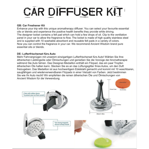 Car Diffuser Kit - Pewter Yoga Chakra - 30mm 1