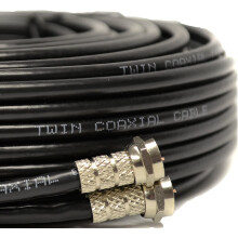 (5 Meter, Black) Viewi Twin Satellite Shotgun Cable Extension Kit with Fitted F Connectors for Sky HD Q and Freesat