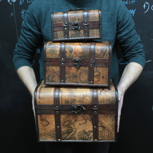 Old Map Chest - Set of 3 2