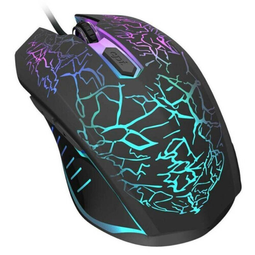 (Black) USB Gaming Mouse RGB LED Light Wired Pro Optical With 6D Side Buttons PC Laptop