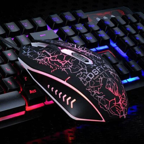 Wired Mechanical Gaming Keyboard and Mouse Set LED Backlit For PC Laptop 19 Keys 2