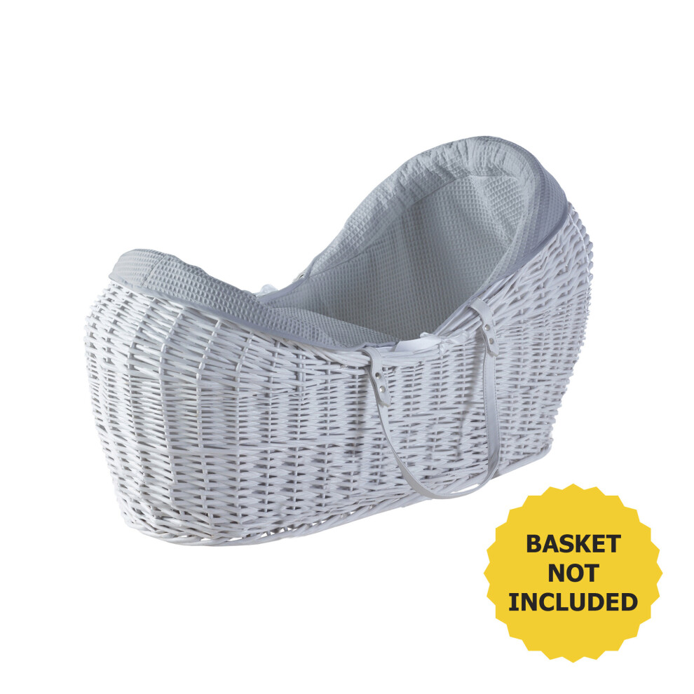 Grey Waffle Wicker Pod Moses Basket Bedding Set Dressings