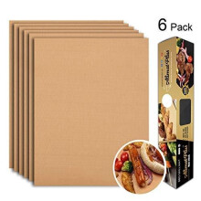 Alimat PluS Grill Mat Set of 6 - BBQ Grill Mats Nonstick Reusable - Heavy Duty 1.5 oz/Sheet Baking Mats, Works on Electric Grill, Gas, Charcoal, Ove