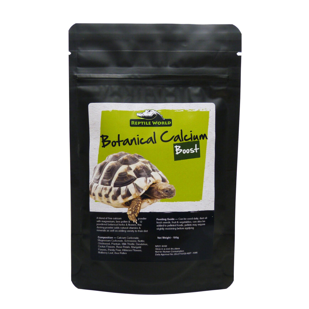 Reptile World 100g Tortoise Calcium Powder with Botanical Herbs & Bee Pollen