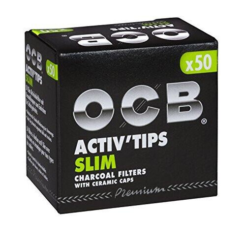 OCB ActivTips Slim 7 mm Activated Carbon Filter with Ceramic Caps 2 x 50 Pieces