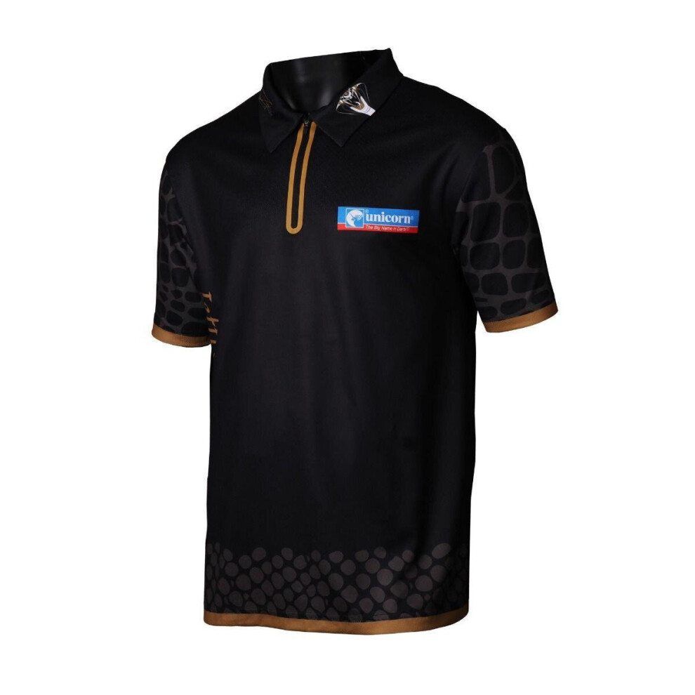 (3XL) Unicorn Darts Official 2019 Jeffrey De Zwaan Shirt in Black Polyester Breathable