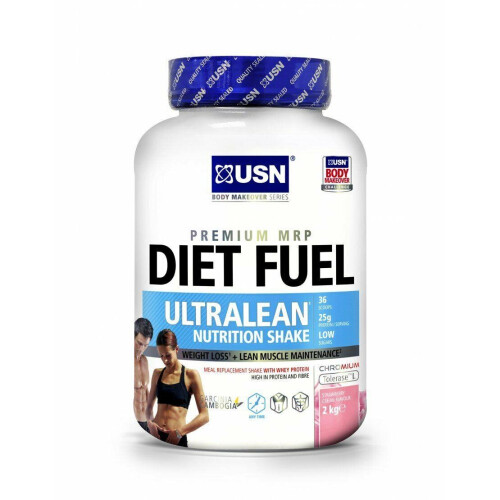 (Strawberry) USN Diet Fuel Ultralean Whey Protein Meal Replacement Weight Loss Shake - 2kg