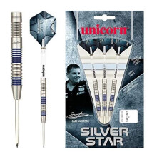 (27 Grams) Unicorn Darts Silver Star 3 Gary Anderson 80% Tungsten Precision Steel Tip Set