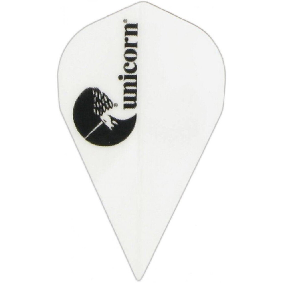 (White) Unicorn Darts Maestro.100 DXM Shape Flights Micron Logo