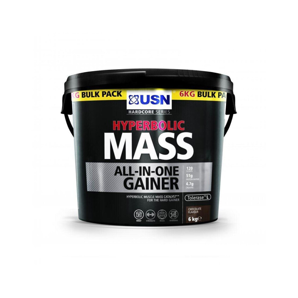 (Chocolate) USN Hyperbolic Muscle Mass All-In-One Muscle Gaining Growth Protein Powder - 6kg