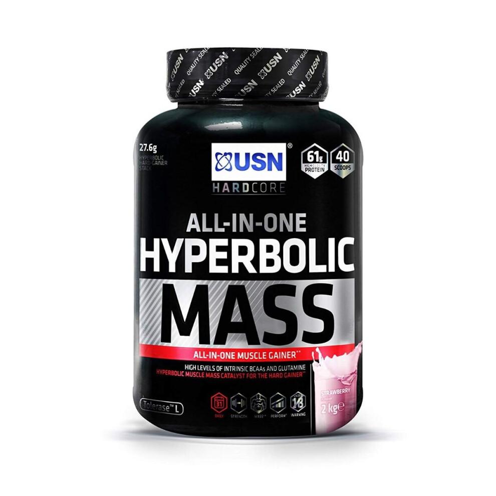 (Strawberry) USN Hyperbolic Mass High Protein Creatine & Carbohydrates All In One Gainer 2kg