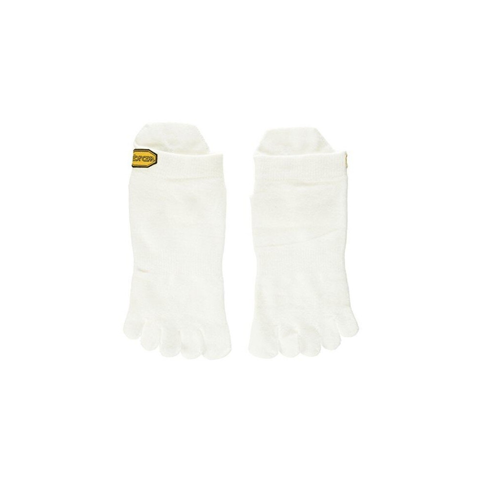 Vibram (Small) 5Toe Athletic No Show Five Fingers Socks Unisex Outdoor Trail Running - White