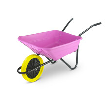 90 Litre Shire Heavy Duty Plastic Wheelbarrow Pink Puncture Proof Wheel