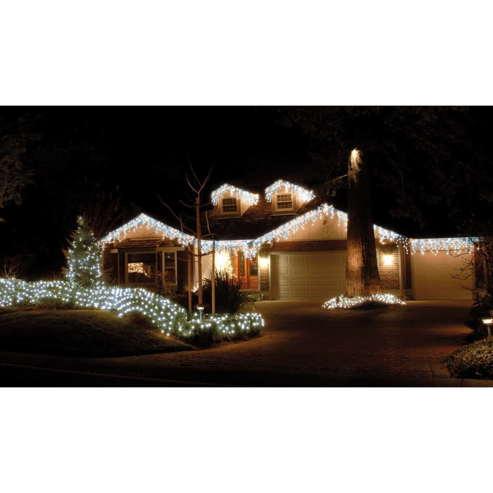 240 LED Snowing Icicle Lights Cool White LED 8 Function Indoor/Outdoor