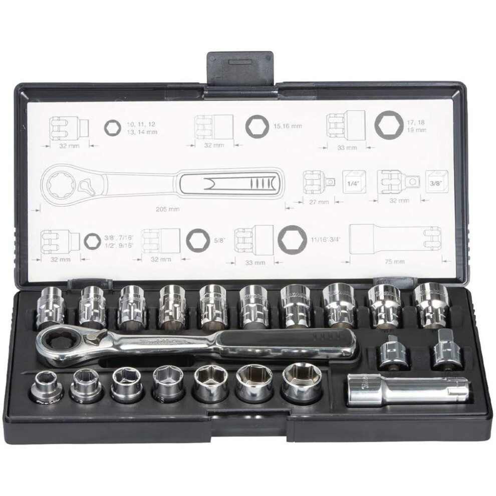 MAKITA 21 PC PASS THRU SOCKET SET SOCKETS