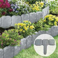 Ram20 x Pack Dark Grey Cobbled Stone Effect Garden Lawn Edging Plant Border - Simply Hammer In 10 Pack Dark Grey Cobbled Stone Effect Garden Lawn E